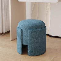 Tabouret de maquillage familial en velours rouge, petit, de luxe léger et contemporain, avec base en filet, pour chambre, appartement, villa, coiffeuse