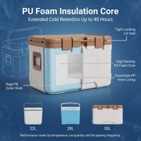Caixa Térmica Dura Pronta para Envio 22L-50L em PU com Isolamento de Espuma, 48H, Alça Dupla, Livre de BPA, Portátil para Camping, Pesca e Praia