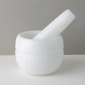 Hot Selling Unique Natural Stone Marble Mortar Pestle Grinder Cheap Price White Black Grinding Herbs Spice Guacamole Granite