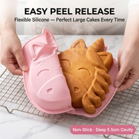 Moule à gâteau en silicone tête de licorne grande taille, le plus vendu, réutilisable, faible MOQ, personnalisable, sans BPA, antiadhésif, résistant à la chaleur, compatible four