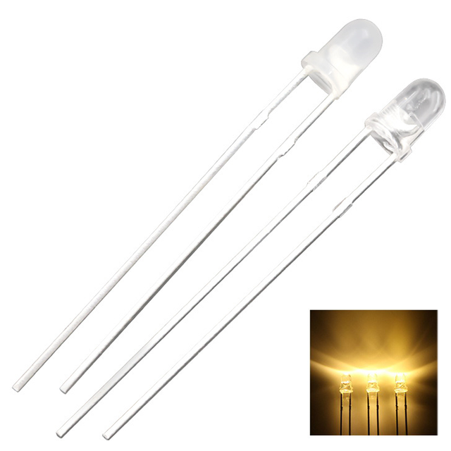 LED 3mm Head Natural White Diffused Lens Lamp Led Diode HLX Brand 30 Viewing Angle 30000 Hours Lifespan Dimmable 3-Year Warranty