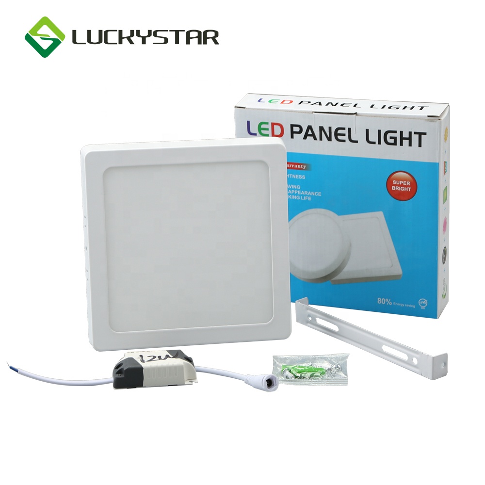 LUCKYSTAR IP20 220V china factory low price high brightness  Square aluminium  Lamp Frame 12W led ceiling panel light