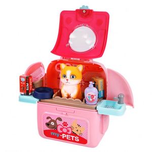Newest Plush <b>Pets</b> Toys <b>Pet</b> Pretend Play Educational Preschool 2 in 1 Backpack Cat Care Toy Plastic Animal Set for Kids - Product Image 1