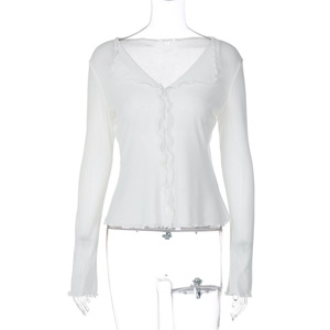 Vêtements <span class=keywords><strong>sexy</strong></span> d'automne pour femmes, t-shirt à manches longues transparent - Product Image 6