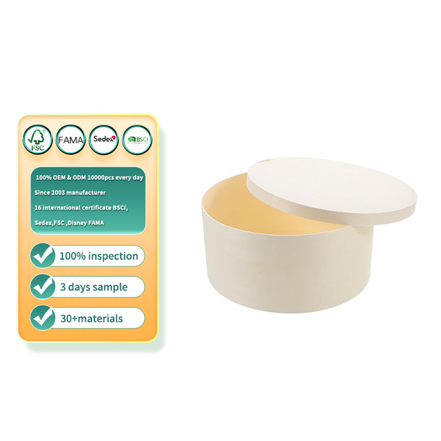 Nesting Round Wooden Box with Lid, Elegant Candy Storage Box, Minimalist Design for Parties and Natural Poplar