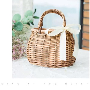 Wicker Tote Bag Cotton Lining Solid Color Women's Summer Style Bamboo Weaving - Product Image 4