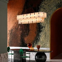 Lampe suspendue LED en tranche d'albâtre naturel, luminaire de plafond d'art moderne, lustre de luxe pour villa, éclairage de luxe pour salon