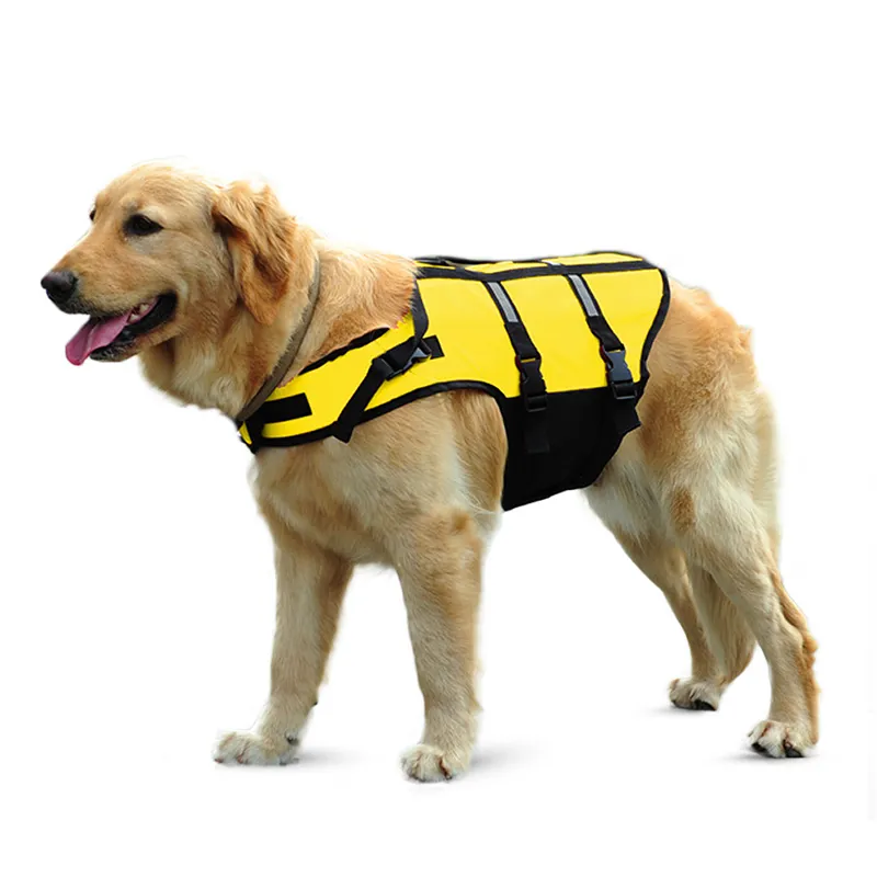 เสื้อชูชีพสำหรับสุนัขแบบปรับได้,เสื้อชูชีพสุนัขสะท้อนแสงมีที่จับเพื่อความปลอดภัย