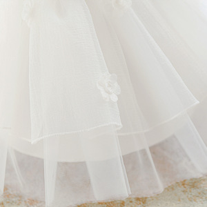 Pakaian bayi bunga gadis <span class=keywords><strong>Net</strong></span> pernikahan gaun putri putih bertali bunga gaun perempuan kostum performa - Product Image 4
