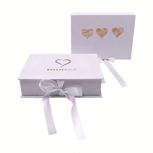 Wedding Dress Wholesale Black Cardboard Luxury Gold Foil Logo Closure Gift Boxeses With Ribbon Bulk - Product Image 5