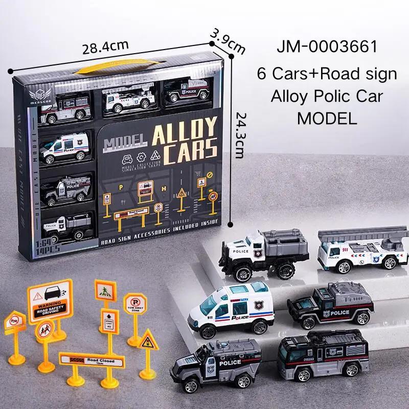 PANDAS 1:64 Small mini Alloy Car 14pcs Free-wheel Metal Vehicle Metal Truck Plastic Sliding Diecast Model Car Toy Set