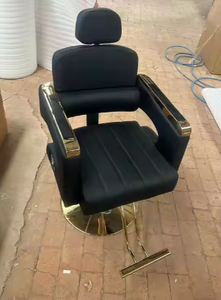Chaise de barbier en acier inoxydable - Chaise de coiffure contemporaine pour salon - Product Image 2