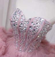 Rosa Neues Design Süßes Herz Perlenbesetztes Zuckerkleid Rüschen Party Abendkleid