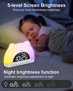 Réveil pour enfants avec <span class=keywords><strong>veilleuse</strong></span> 11 couleurs, horloge d'apprentissage du sommeil pour tout-petits avec 10 sonneries et réglage de la luminosité - Product Image 5