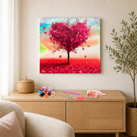 Kit de Peinture Diamant Complet 40x40cm Paysage Arbre Coloré Bricolage Mosaïque Artistique pour Enfants Décoration Murale Maison