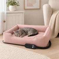 Coussin chauffant électrique ZT pour chiens et chats, lit pour animaux de compagnie avec contrôle de la température, minuterie, économie d'énergie, coton/fibre de polyester, automne/hiver