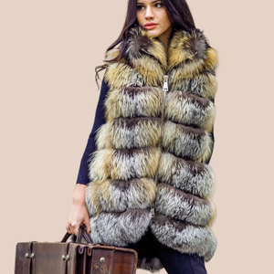 <span class=keywords><strong>Gilet</strong></span> coloré d'hiver pour femmes, veste en fourrure véritable argentée tendance pour filles et femmes, veste en fourrure de renard <span class=keywords><strong>doré</strong></span>, <span class=keywords><strong>gilet</strong></span> - Product Image 4