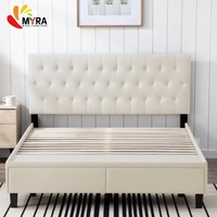 Lit superposé moderne en tissu et bois rembourré capitonné avec tiroirs pour chambre à coucher - Vente en gros
