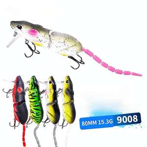 Leurre de surface artificiel type souris/rat 80mm 15.5g, flottant, en plastique, pour la pêche au brochet - Product Image 2