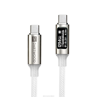 Kabel Pengisian Cepat USB C ke USB C 240W dengan Logo Kustom OEM ODM, Layar LED, Kabel Data Silikon Kepang, Grosir, Pasokan Massal