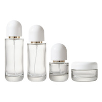 Juego de Envases Cosméticos de Vidrio Transparente Recargables con Logotipo Personalizado, Botellas y Frascos Elegantes con Tapa de Cúpula para Suero, Aceite Esencial y Crema Hidratante