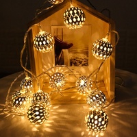 Guirlande lumineuse solaire à 10-20 LED, lumières de boule marocaines blanc chaud pour les décorations de fête de Noël, de mariage, de vacances, indice de protection IP44