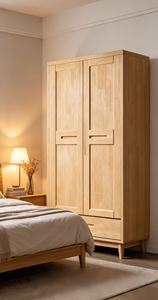 Scandinavian Wooden <b>Wardrobe</b> Shaker Doors Hinged Solid Wood Freestanding Modern Bedroom Furniture 1 Drawer - Product Image 3