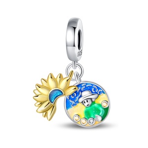 Nuovo Charm Originale in Argento Sterling S925, Serie Dipinti Famosi: Mona Lisa, <span class=keywords><strong>Figlio</strong></span> dell'Uomo, Van Gogh, Ciondolo per <span class=keywords><strong>Bracciale</strong></span> Fai-da-Te da Donna - Product Image 6