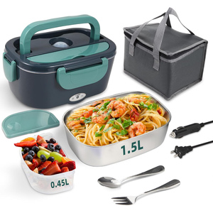 Produits en promotion sur Amz : boîte à lunch chauffante en plastique pour usage domestique, boîte à lunch électrique avec cuillère - Product Image 1