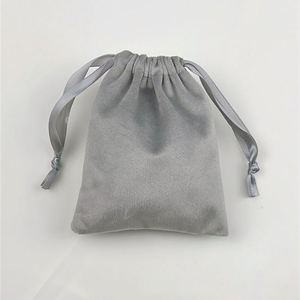Pochette à cordon en velours gris épais et doux, sac de rangement de luxe pour bijoux et montres, doublure douce, anti-rayures, anti-poussière, petit sac cadeau - Product Image 6