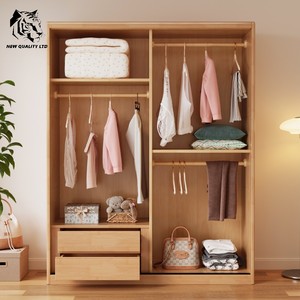 factory wholesale low price customize large stock ready to ship <b>clothes</b> cabinet new design bedroom furniture wood slide wardrobe - Product Image 5