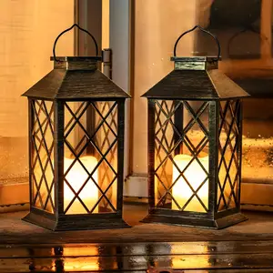 Homemory năng lượng mặt trời đèn lồng ngoài trời không thấm nước treo với nhấp nháy Flameless nến, 2 Gói vườn ngoài trời đèn lồng trang trí