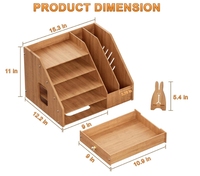 Organisateur de bureau en bois à 4 niveaux avec tiroir et porte-stylo pour décoration de mariage