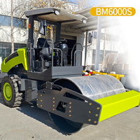 Compacteur vibrant autoporté BM6000S 6 tonnes avec roues avant en acier et pneus arrière, moteur Changchai, système hydraulique importé