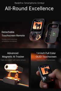 Hohem M7 AI Tracking Gimbal แกนกันสั่น 3 แกนสำหรับโทรศัพท์ พร้อมไฟเติมแสง หน้าจอสัมผัสขนาด 1.4 นิ้ว ถอดออกได้ รีโมทคอนโทรล Hohem ISteady M7 Hohem M7 AI - Product Image 4