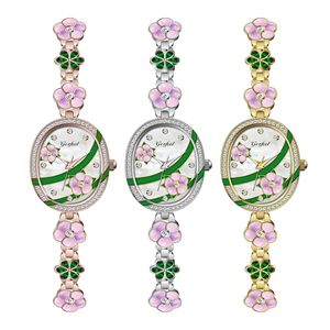 Montre-bracelet de luxe pour femme avec logo personnalisé, bracelet en acier inoxydable, cadran émaillé - Product Image 2