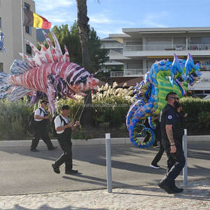 Os desenhos animados personalizados pescam o traje inflável do cavalo marinho, fantoche inflável do cavalo marinho para a decoração temática do partido do oceano, parada - Product Image 1