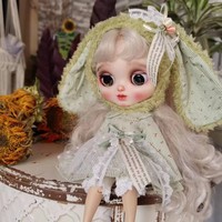 Tenue de lapin pour poupée Blythe Little Cloth Doll, vêtements pour poupées Ob22 Ob24, ensemble jupe Azone Little