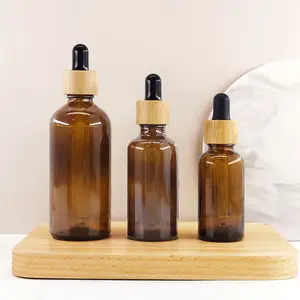 goteros vidrio custom luxury bamboo 10ml 30ml glass amber essential oil dropper bottle