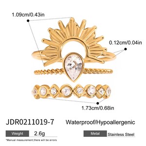 Stylish Stainless Steel Flower/geometric Electroplated <b>Stacking</b> <b>Rings</b> Women Niche-designed Jewelry - Product Image 6