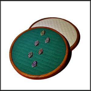 Round Walnut Wood Grain Jewelry Tray 68 Slots Earring <b>Ring</b> Storage Display Tray Microfiber Lined One Piece Model CX64 - Product Image 5
