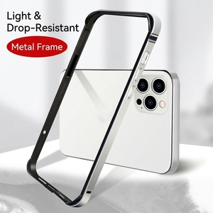 Nouvelle coque de téléphone en métal électro-plaqué pour <span class=keywords><strong>iPhone</strong></span> 13 Pro Max, protection 360°, antichoc, anti-traces de doigts, pare-chocs pour téléphone - Product Image 4