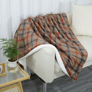 Couverture à carreaux Sherpa couverture douce et confortable, couverture en microfibre en peluche de flanelle polaire pour canapé-lit - Product Image 2