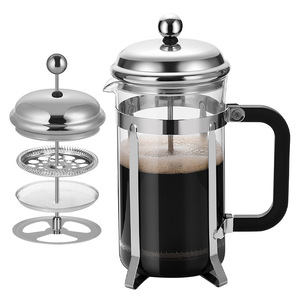 Cafetière et cafetière à piston, pot à café en verre avec cadre en acier inoxydable et <span class=keywords><strong>filtre</strong></span> en acier inoxydable - Product Image 4