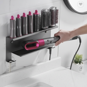 Support mural multifonctionnel rectangulaire pour <span class=keywords><strong>Dyson</strong></span> <span class=keywords><strong>Airwrap</strong></span>, organiseur de câbles et support de rangement pour fer à boucler - Product Image 2