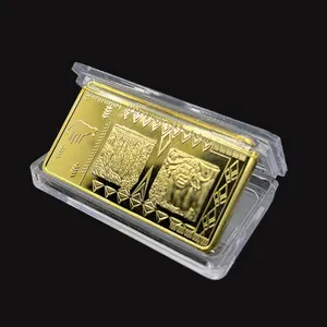 Metal artesanal de ferro 100 trilhões moeda quadrada banhada a ouro falso Zimbabué