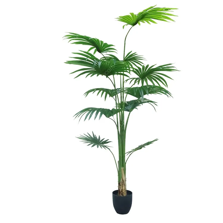 Hot Sale Artificial Fan Palm Tree Plastic Big Leaves Fan Palm Plants