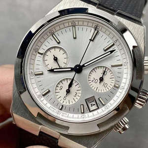 2025 Montre mécanique pour hommes d'affaires décontractés haut de gamme avec fonction chronographe, cadran argenté, bracelet en caoutchouc - Product Image 6