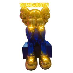 Scultura del fumetto della statua del mattone dell'orso della vetroresina elettrolitica leggera su misura nuova progettazione per la decorazione dell'interno ed all'aperto - Product Image 4