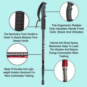 Bastones de senderismo de aleación de aluminio, bastones de senderismo o senderismo ligeros plegables, bastón de senderismo ajustable para hombres y mujeres - Product Image 2